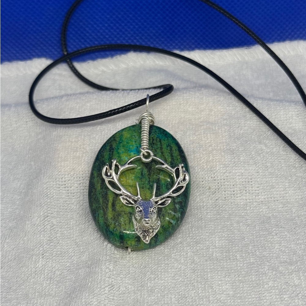 Green Turquoise Deer Necklace